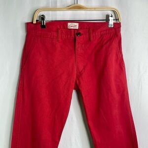 Lands End red canvas, flat front khakis